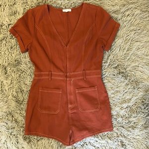 NWOT burnt orange denimn romper